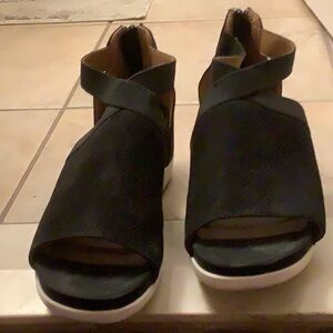 Suede black sandals, size 8.5